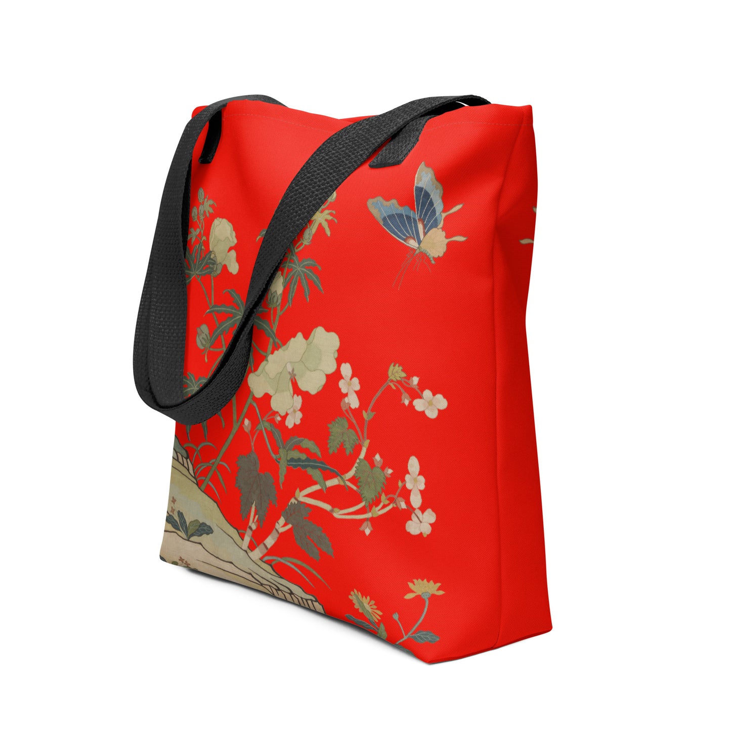 刻丝花卉|秋葵海棠|手提袋(托特包)|石榴红
