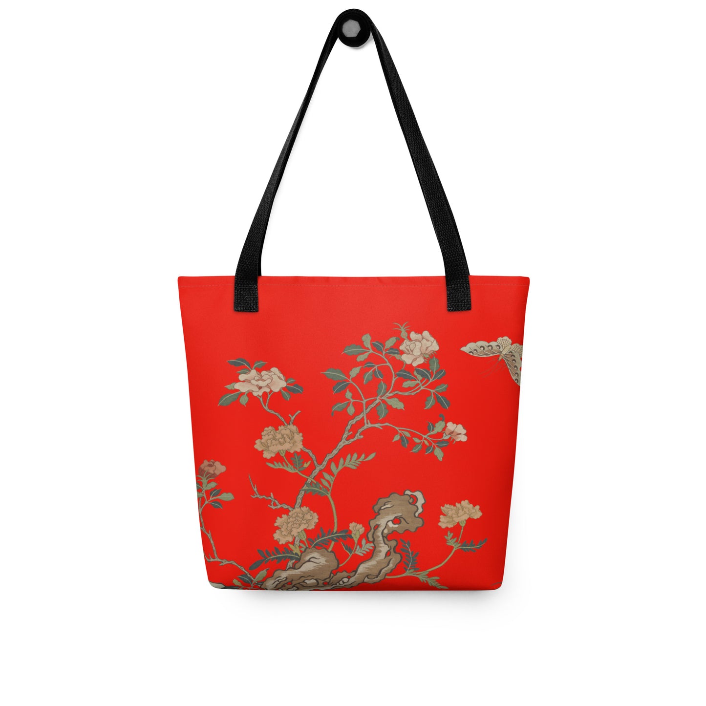 刻丝花卉|蝴蝶月季|手提袋(托特包)|石榴红