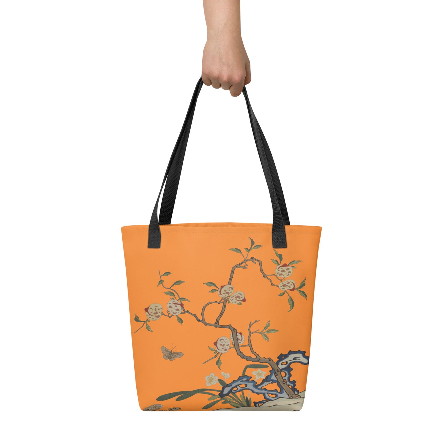 刻丝花卉|蟠桃水仙|手提袋(托特包)|橙色