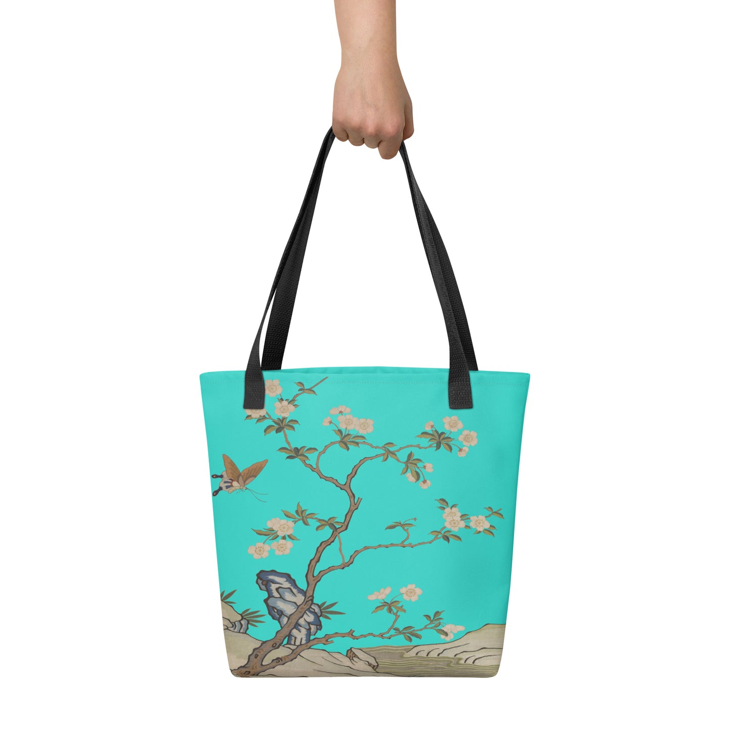 刻丝花卉|李花|手提袋(托特包)|松石绿