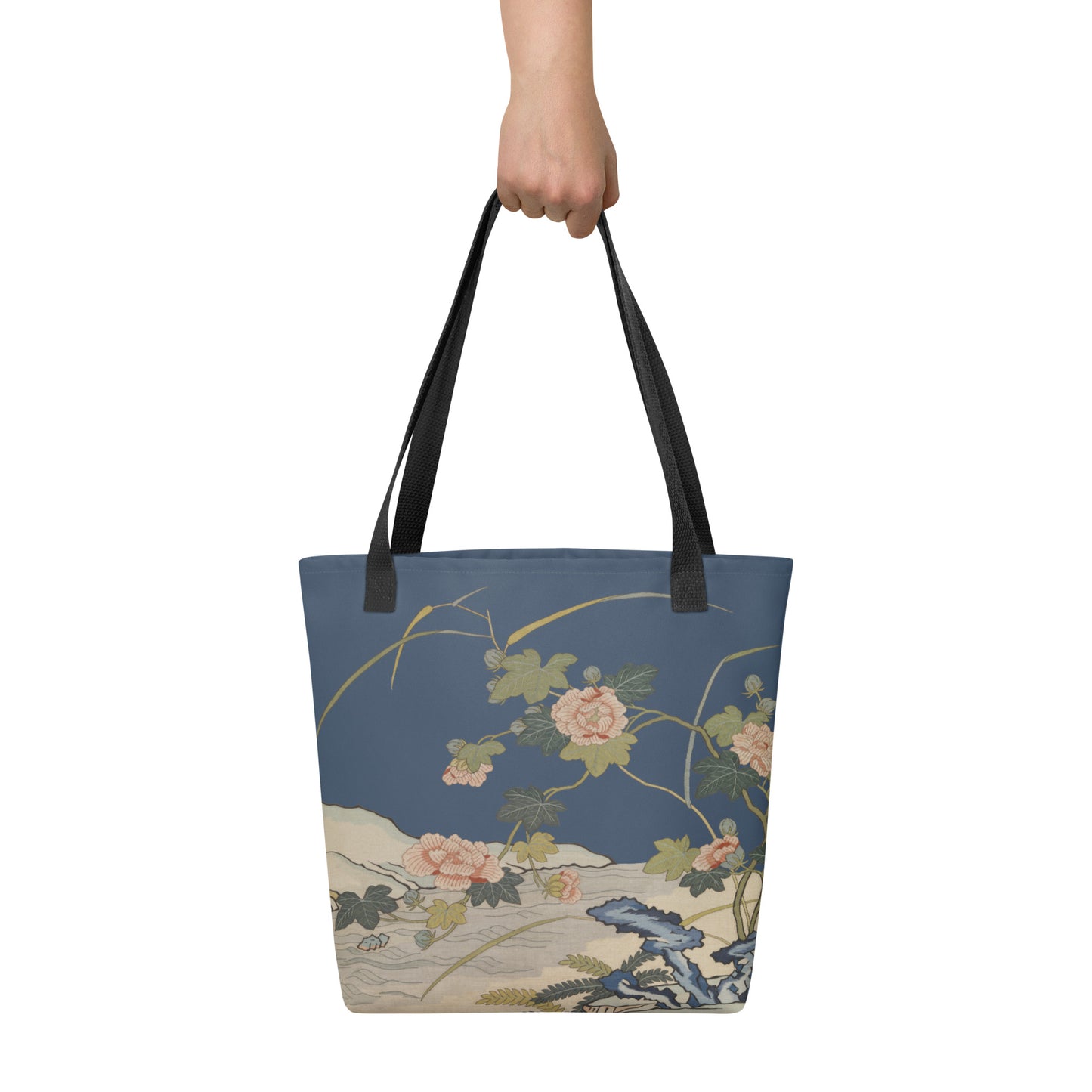 刻丝花卉|芙蓉傍水|手提袋(托特包)|黛蓝