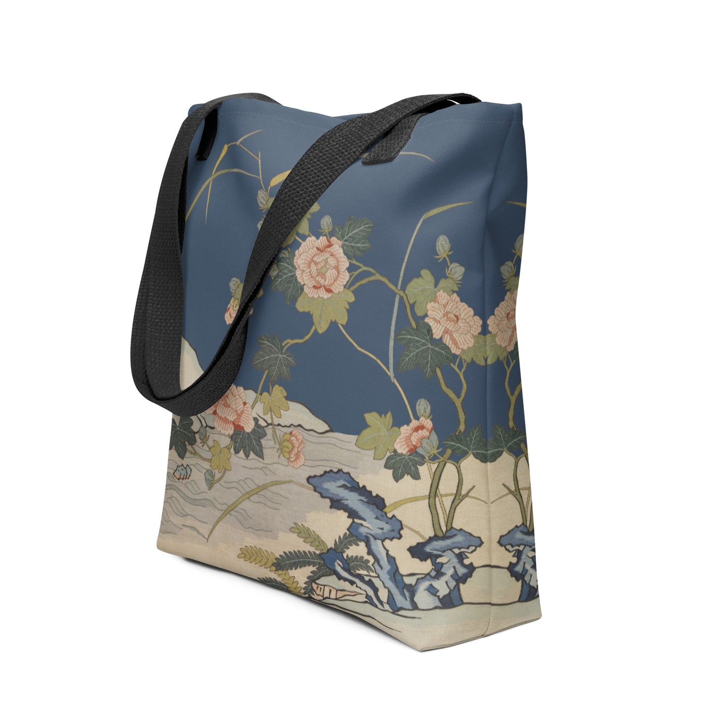 刻丝花卉|芙蓉傍水|手提袋(托特包)|黛蓝