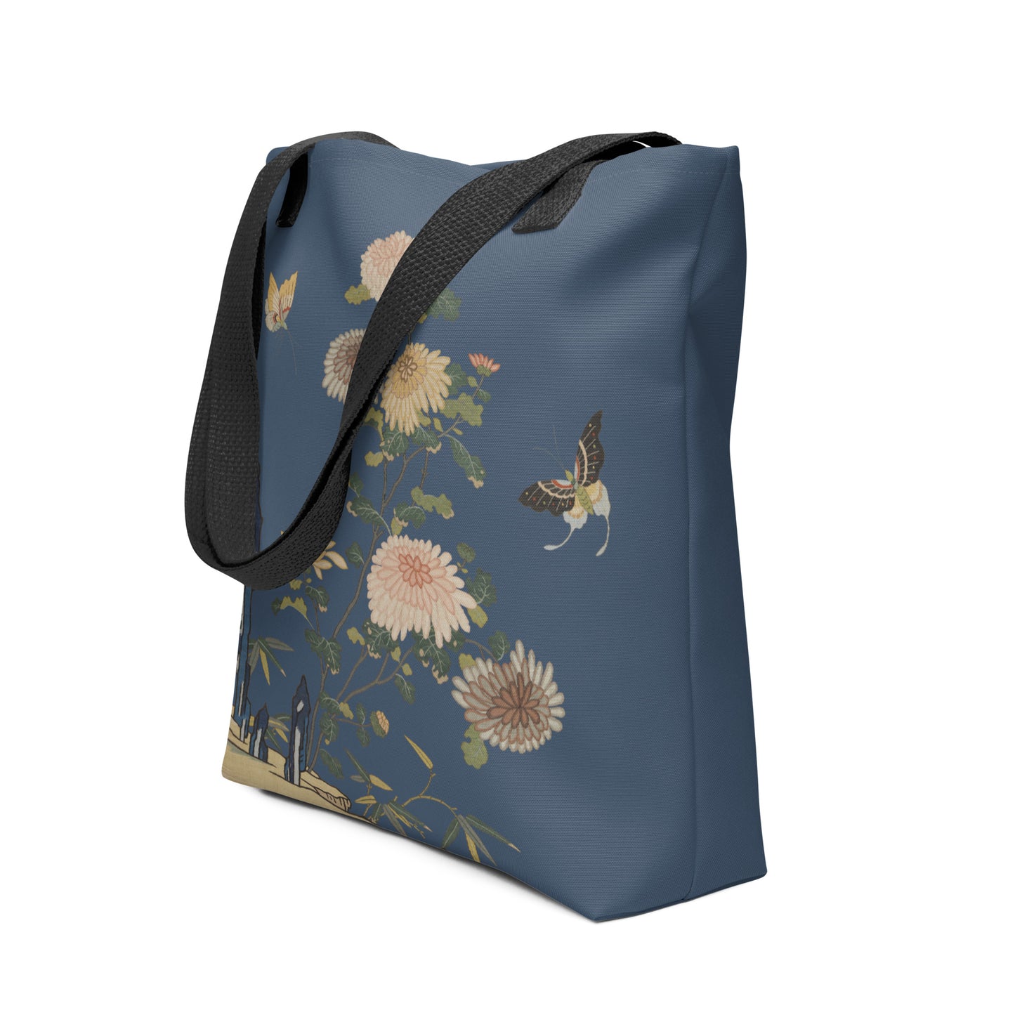 刻丝花卉|菊花双蝶|手提袋(托特包)|黛蓝