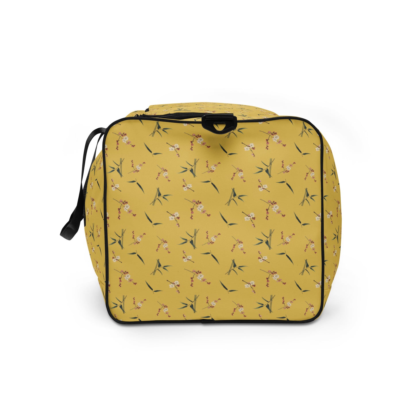 The Spirit of Flowers in Twelve Months｜Crimson Plum Blossom and Lush Green Bamboo｜Duffle bag｜seamless print｜Gold