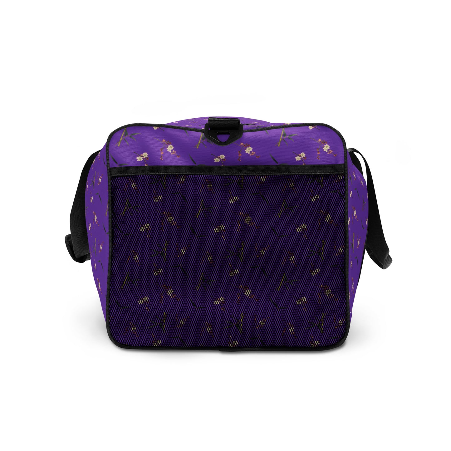 The Spirit of Flowers in Twelve Months｜Crimson Plum Blossom and Lush Green Bamboo｜Duffle bag｜seamless print｜Purple