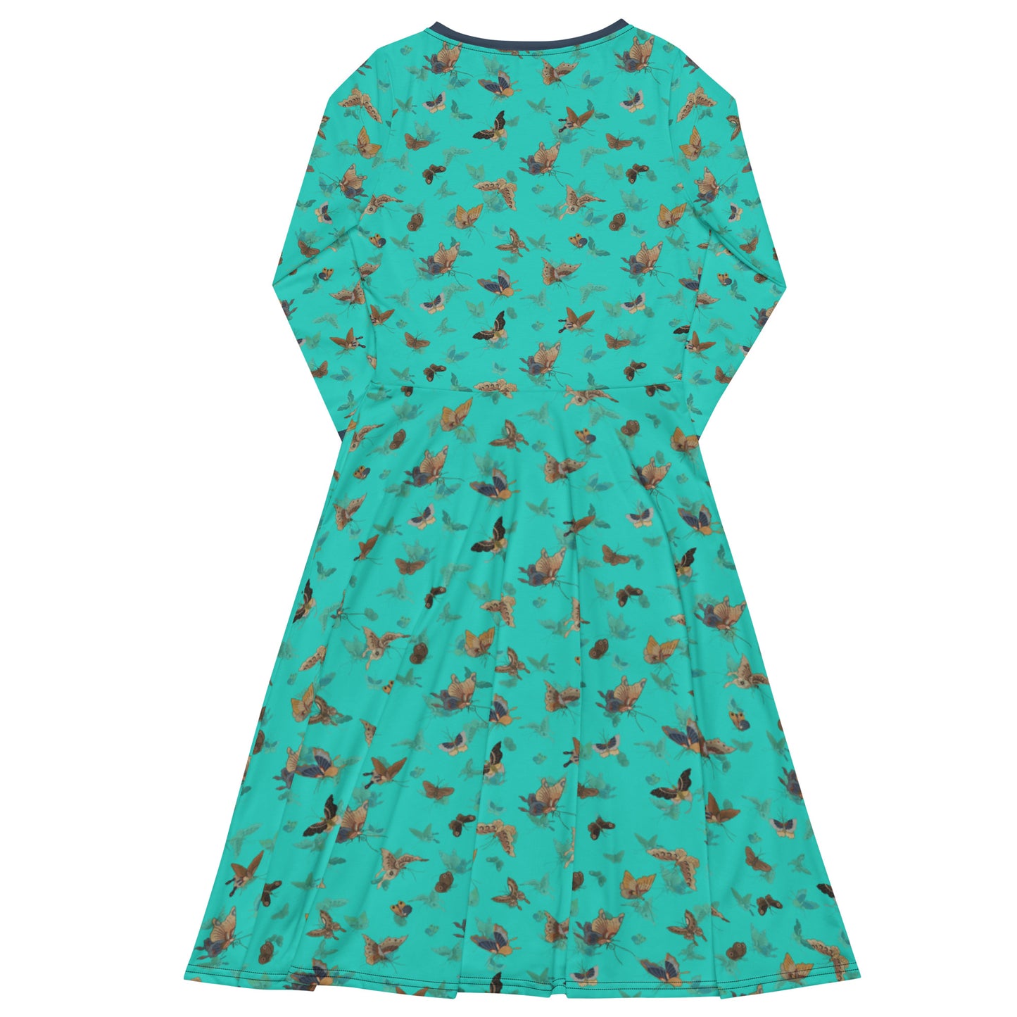 Butterfly dancing｜ long sleeve midi dress｜Turquoise