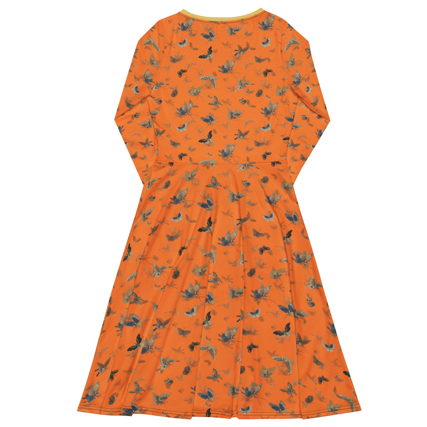 Butterfly dancing｜ long sleeve midi dress｜Orange