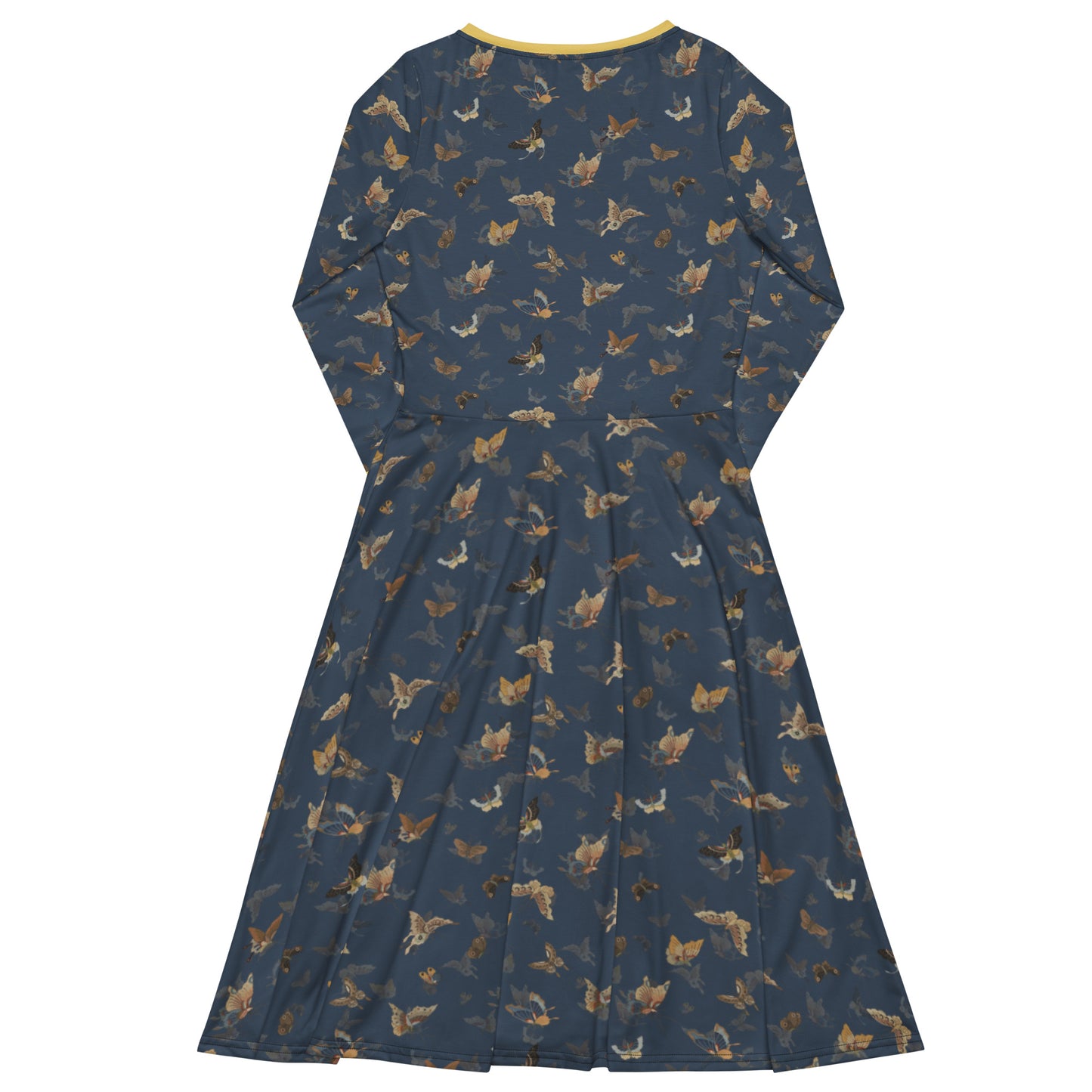 Butterfly dancing｜ long sleeve midi dress｜Dark blue