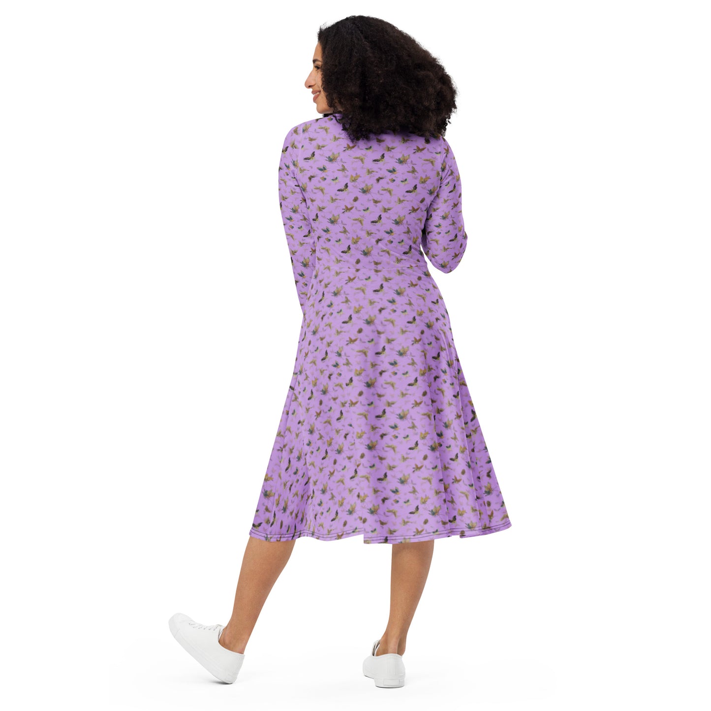 Butterfly dancing｜ long sleeve midi dress｜Lilac