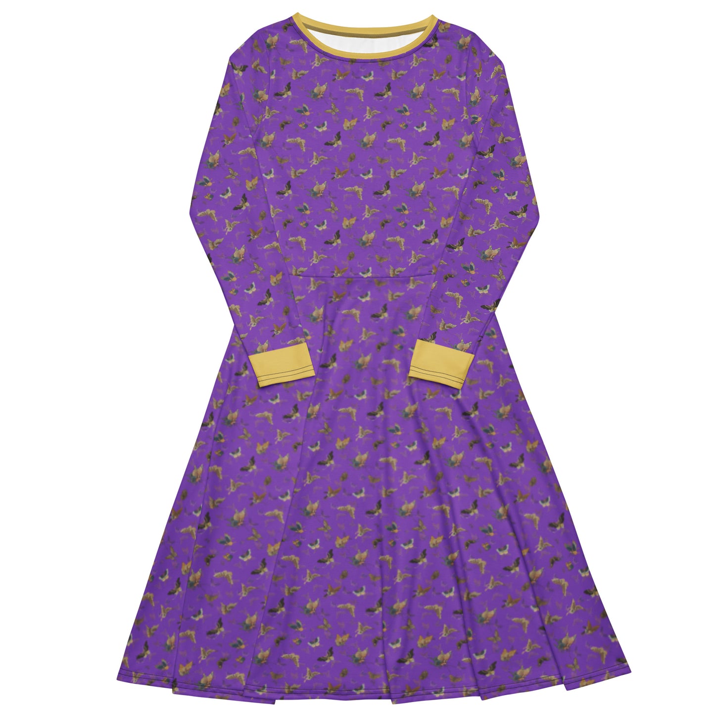 Butterfly dancing｜ long sleeve midi dress｜Purple