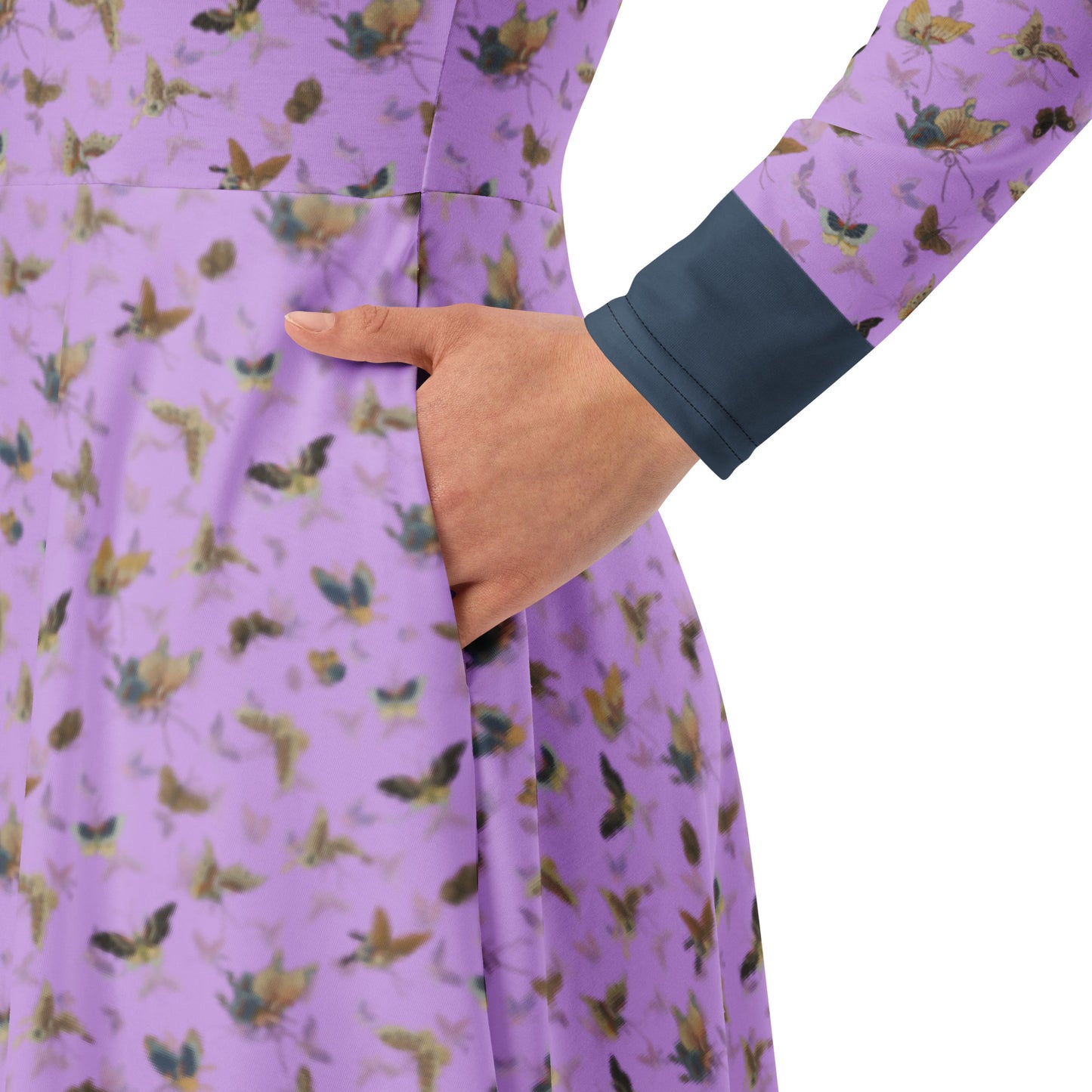 Butterfly dancing｜ long sleeve midi dress｜Lilac