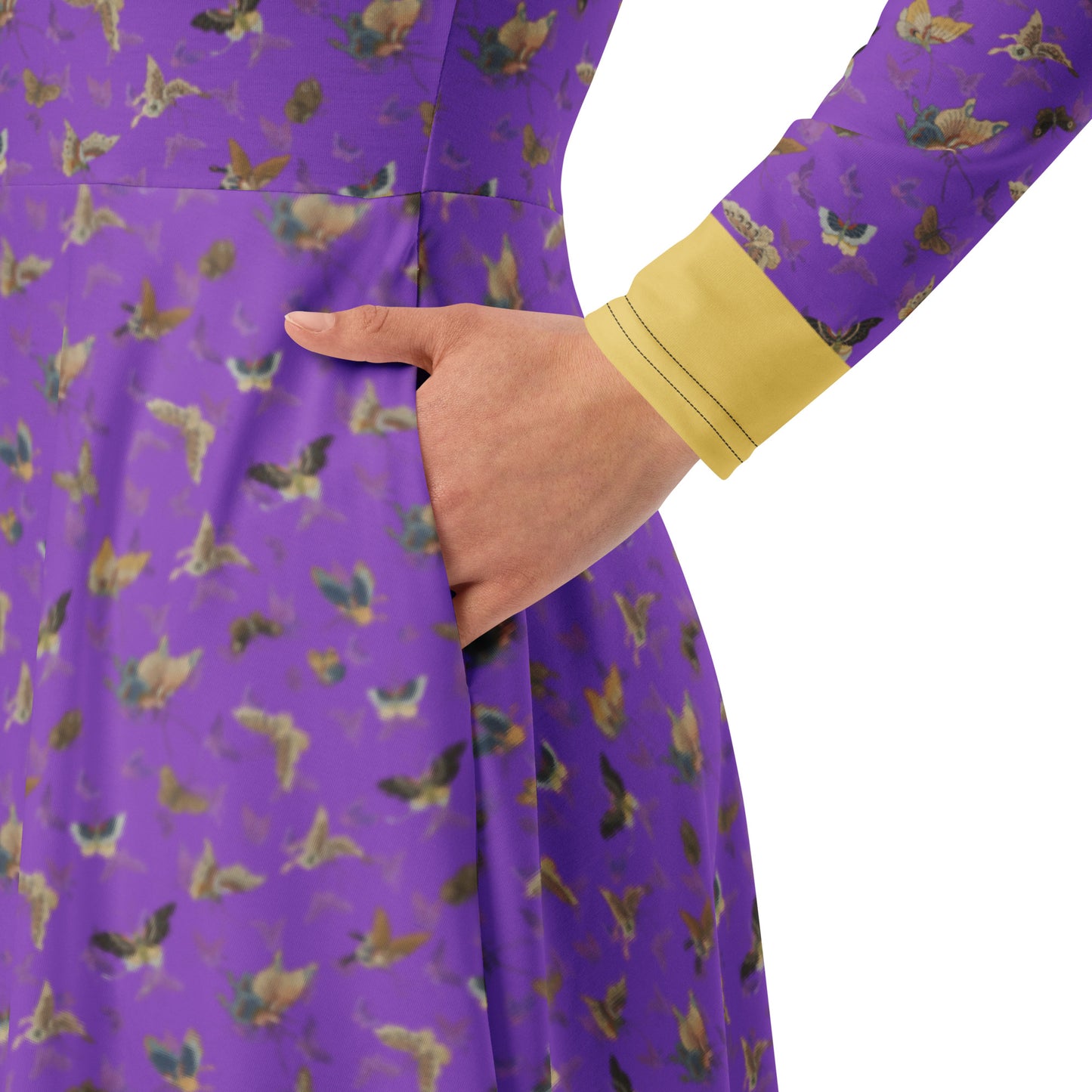 Butterfly dancing｜ long sleeve midi dress｜Purple