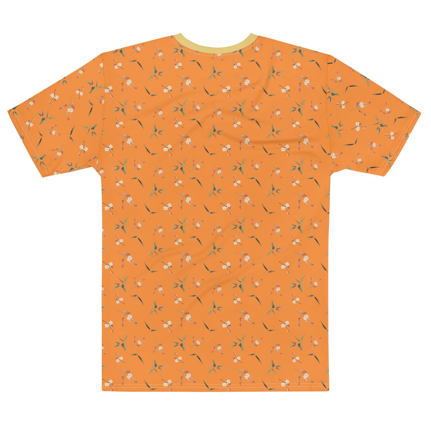 12月の花神様｜Crimson Plum Blossom and Lush Green Bamboo｜Men's t-shirt｜seamless print｜Orange