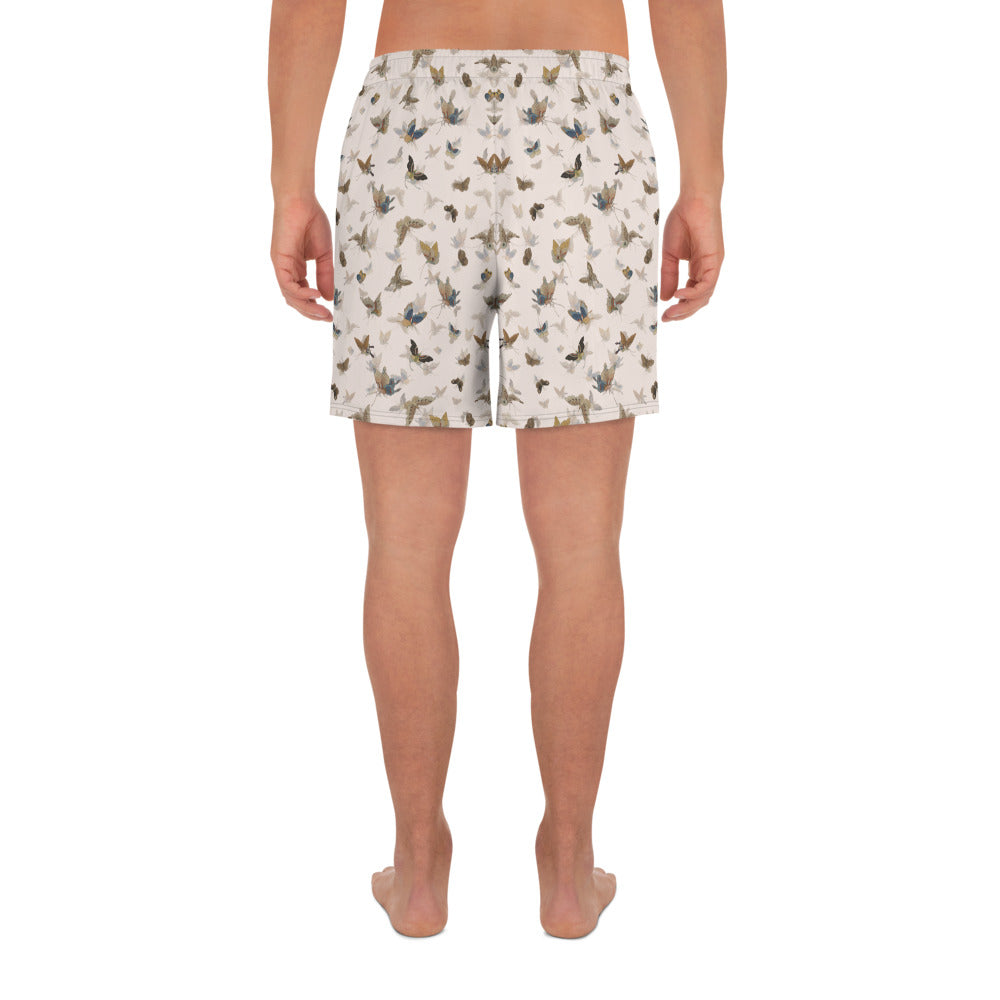 Butterfly dancing｜Unisex Athletic Long Shorts｜Fish belly white