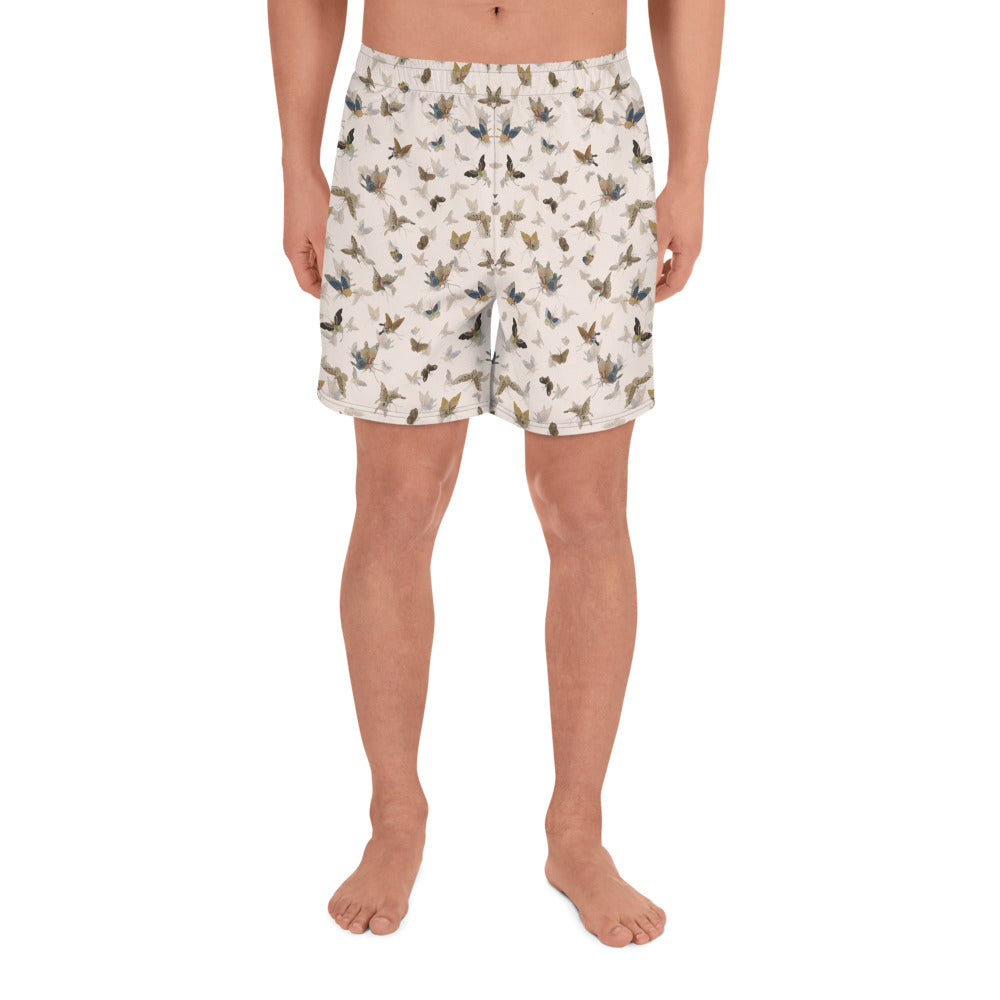 Butterfly dancing｜Unisex Athletic Long Shorts｜Fish belly white