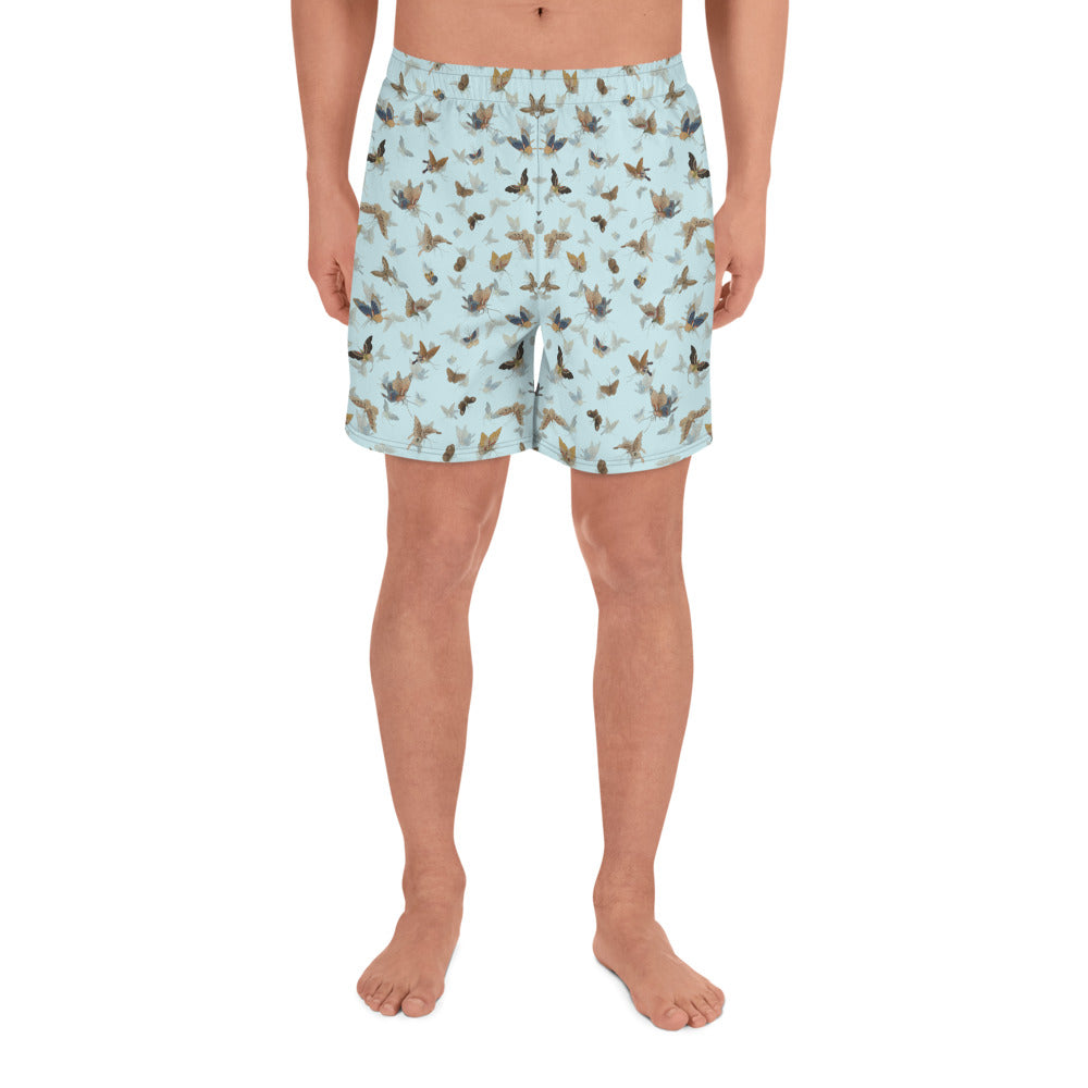 Butterfly dancing｜Unisex Athletic Long Shorts｜Aqua blue