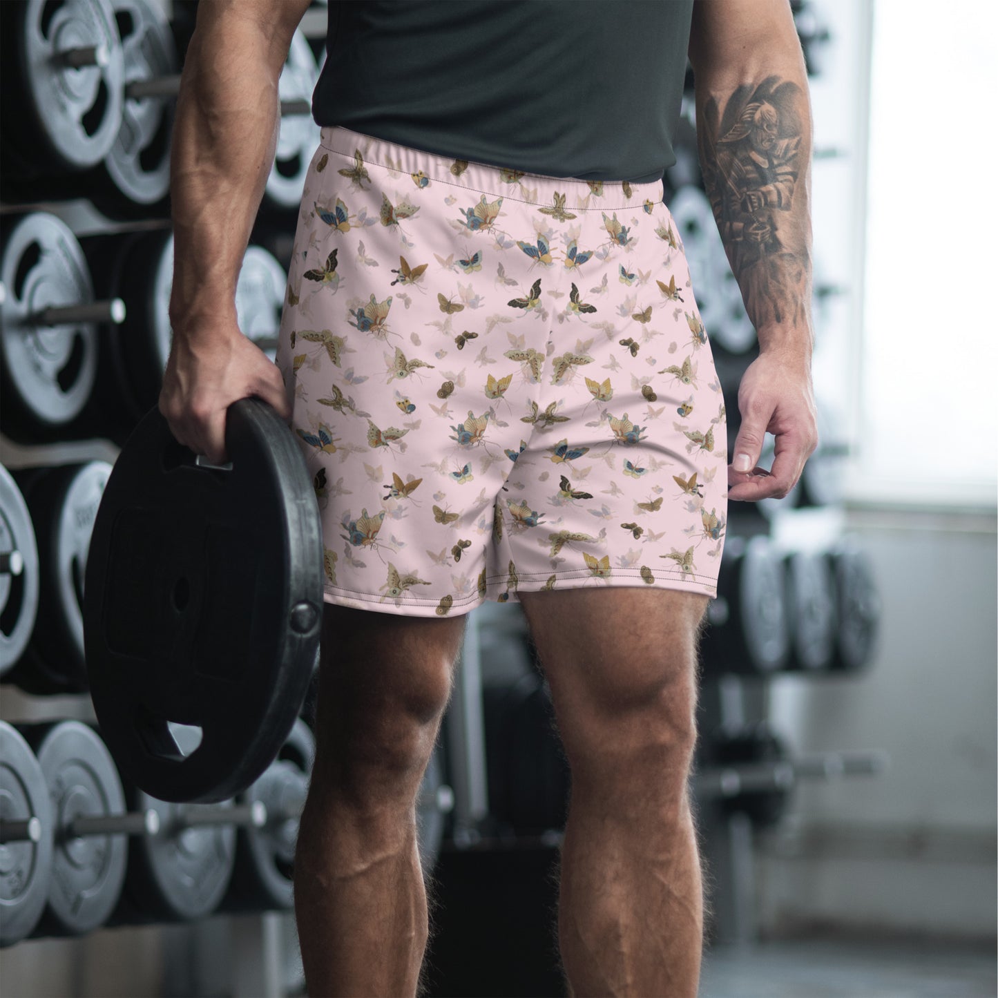 Butterfly dancing｜Unisex Athletic Long Shorts｜Pale pinkish gray