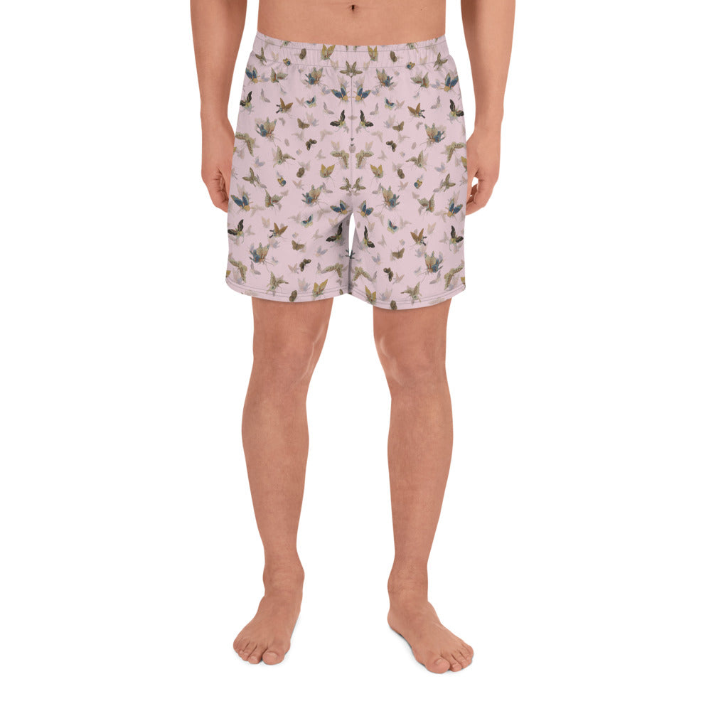 Butterfly dancing｜Unisex Athletic Long Shorts｜Pale pinkish gray