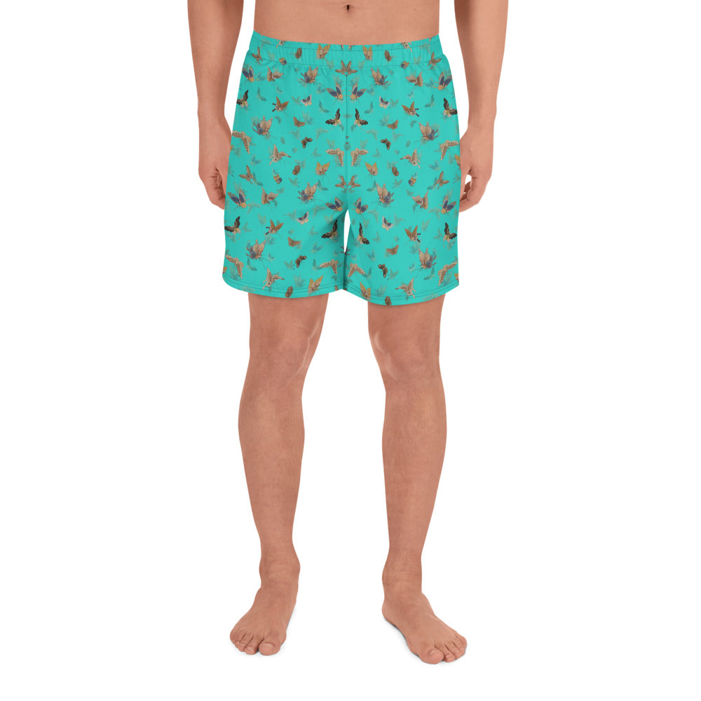 Butterfly dancing｜Unisex Athletic Long Shorts｜Turquoise