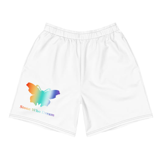 Logo collection｜Unisex Athletic Long Shorts｜Rainbow & White