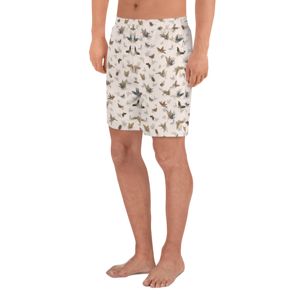 Butterfly dancing｜Unisex Athletic Long Shorts｜Fish belly white