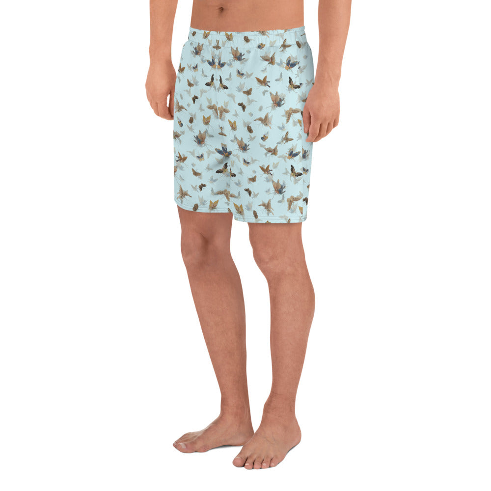 Butterfly dancing｜Unisex Athletic Long Shorts｜Aqua blue