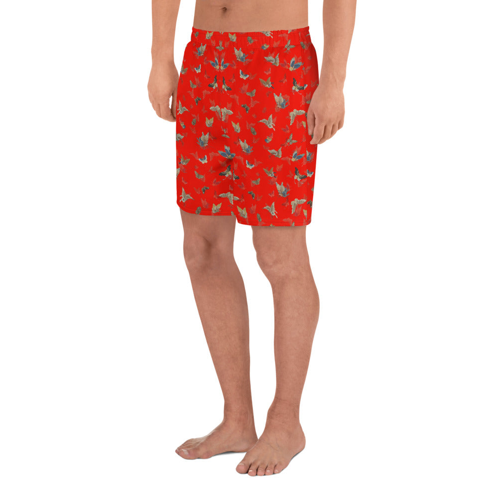 Butterfly dancing｜Unisex Athletic Long Shorts｜Garnet red