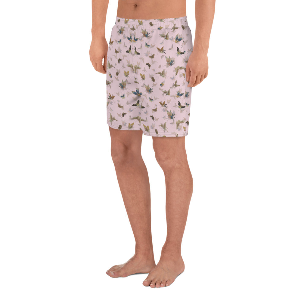 Butterfly dancing｜Unisex Athletic Long Shorts｜Pale pinkish gray