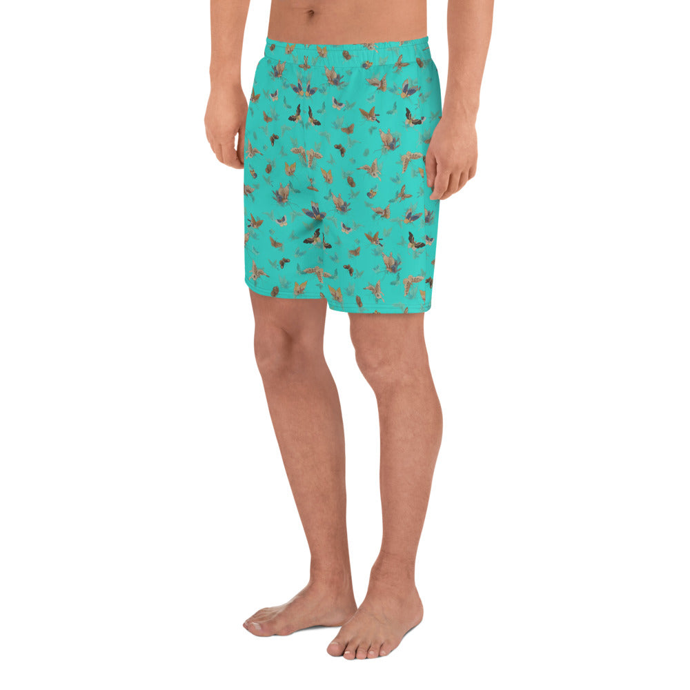 Butterfly dancing｜Unisex Athletic Long Shorts｜Turquoise