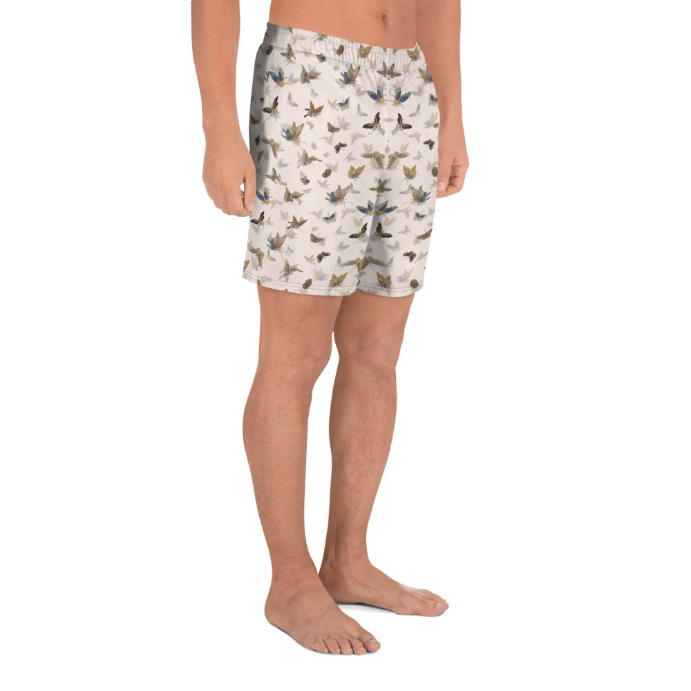 Butterfly dancing｜Unisex Athletic Long Shorts｜Fish belly white