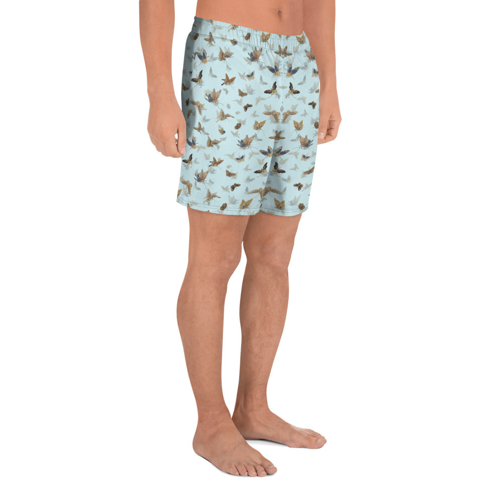 Butterfly dancing｜Unisex Athletic Long Shorts｜Aqua blue