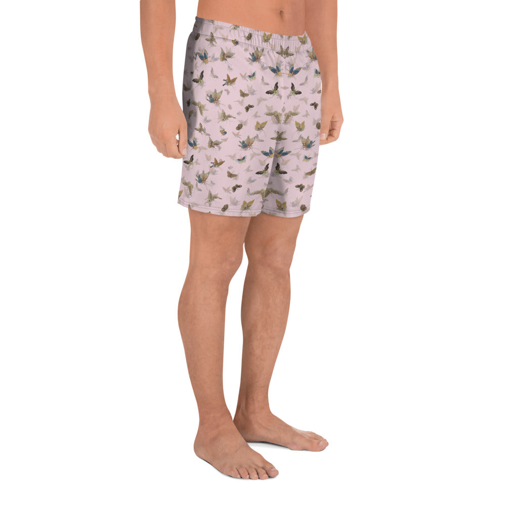 Butterfly dancing｜Unisex Athletic Long Shorts｜Pale pinkish gray