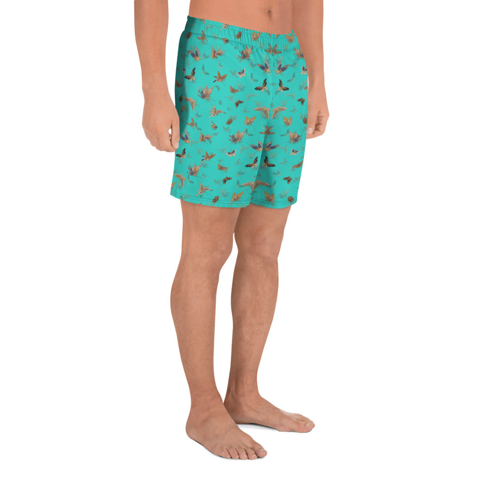 Butterfly dancing｜Unisex Athletic Long Shorts｜Turquoise