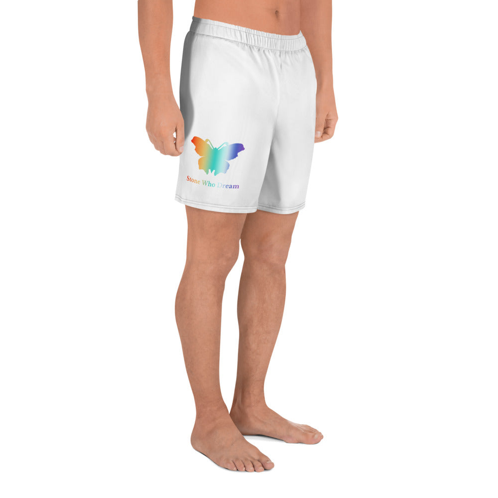 Logo collection｜Unisex Athletic Long Shorts｜Rainbow & White