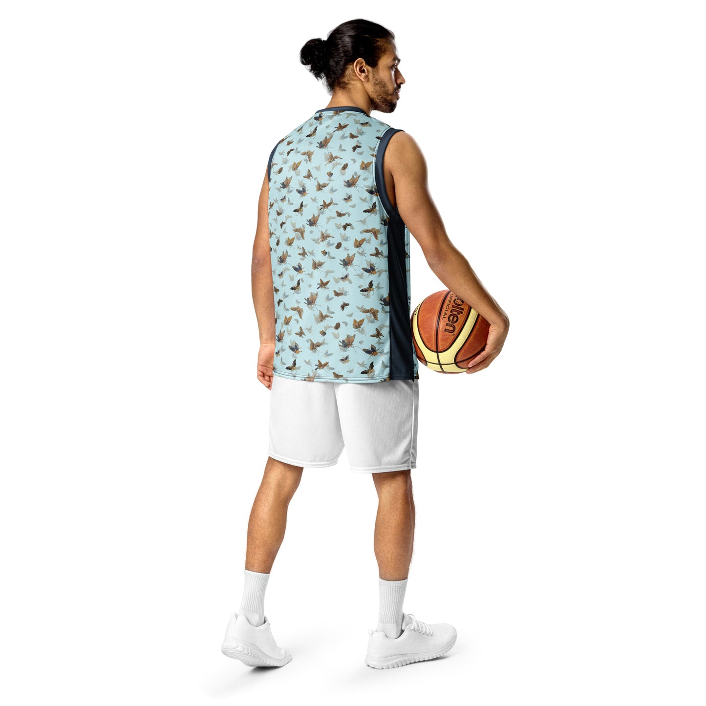 Butterfly dancing｜Recycled unisex basketball jersey｜Aqua blue