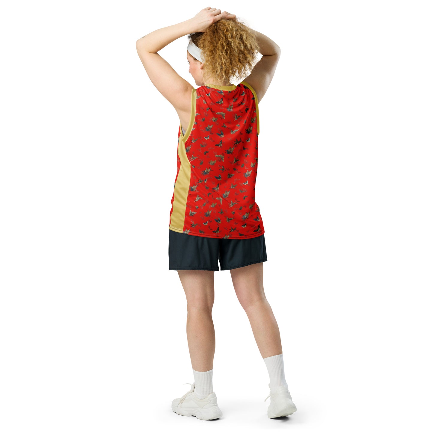 Butterfly dancing｜Recycled unisex basketball jersey｜Garnet red