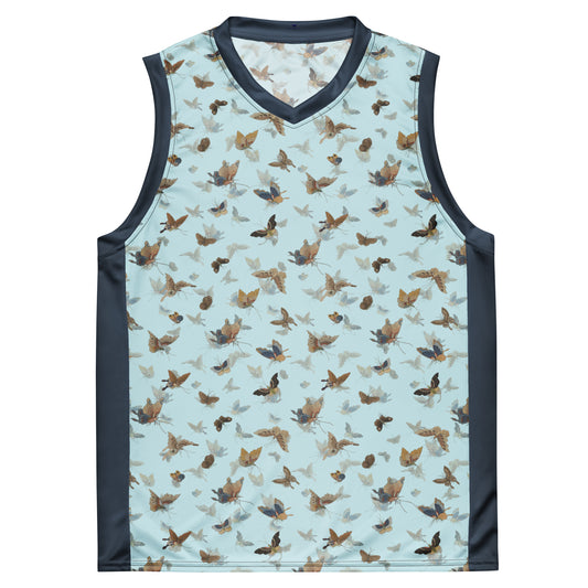 Butterfly dancing｜Recycled unisex basketball jersey｜Aqua blue