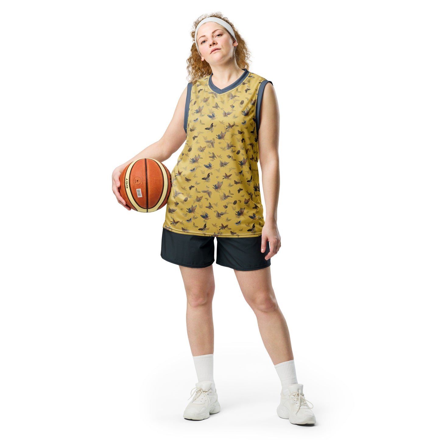 Butterfly dancing｜Recycled unisex basketball jersey｜Gold