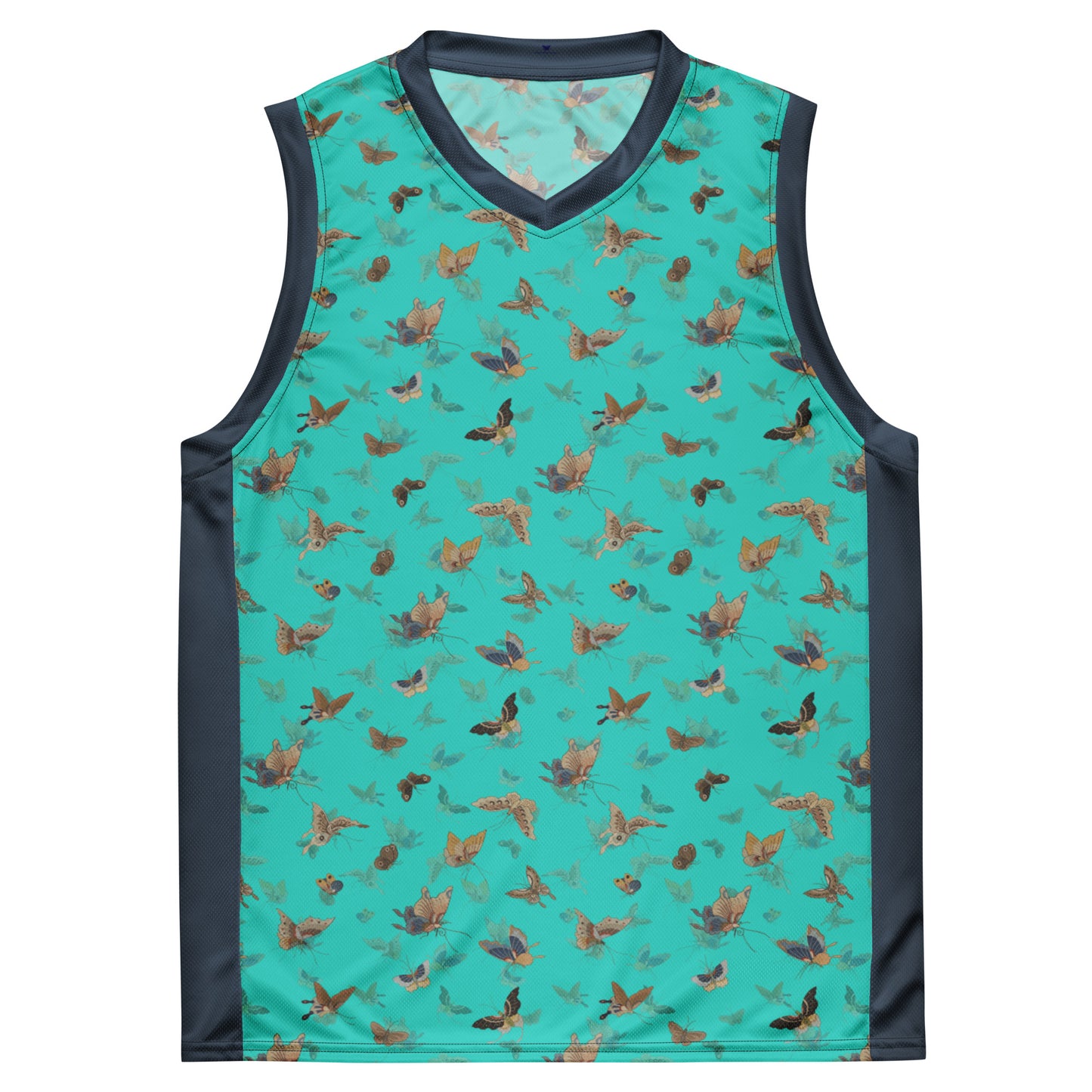 Butterfly dancing｜Recycled unisex basketball jersey｜Turquoise