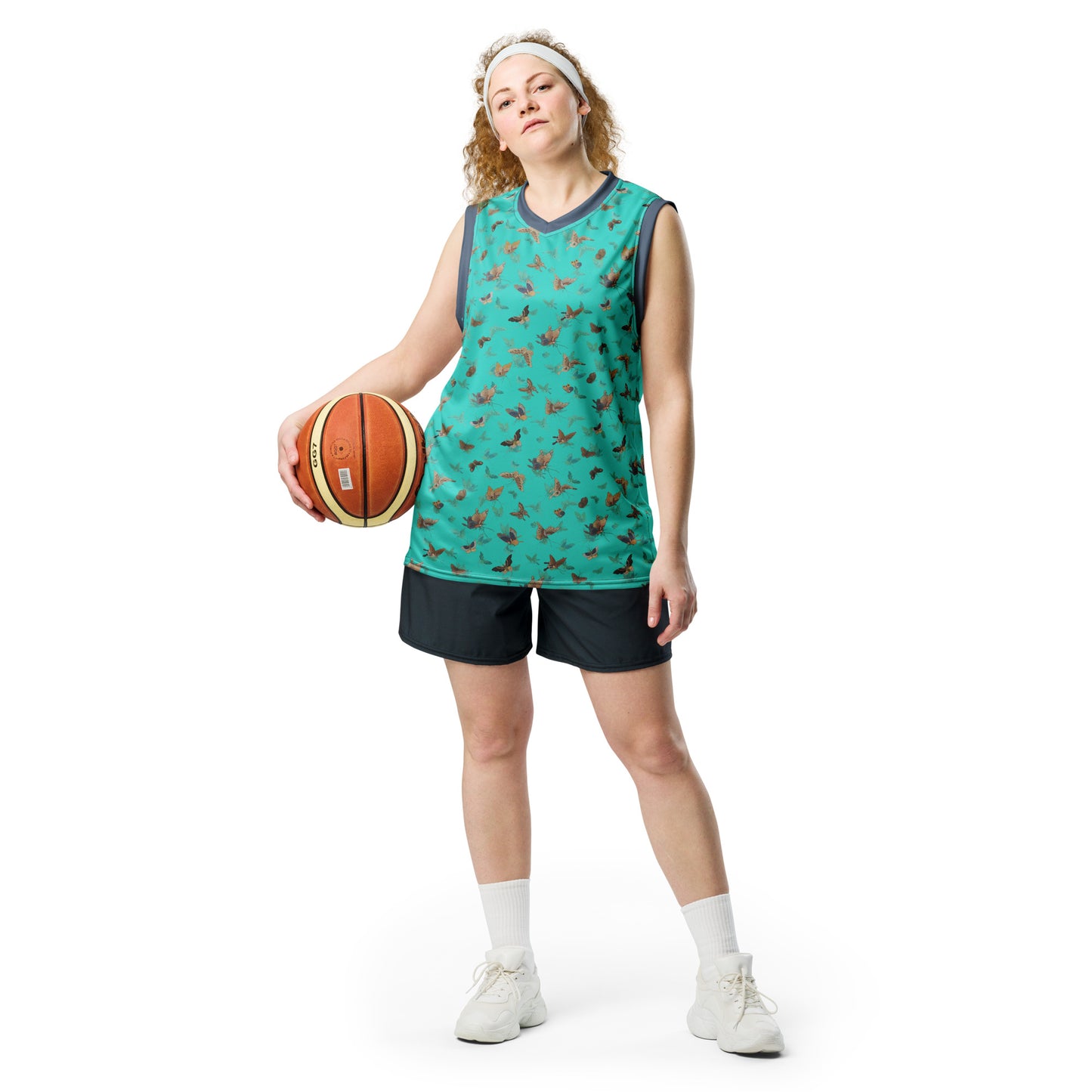 Butterfly dancing｜Recycled unisex basketball jersey｜Turquoise