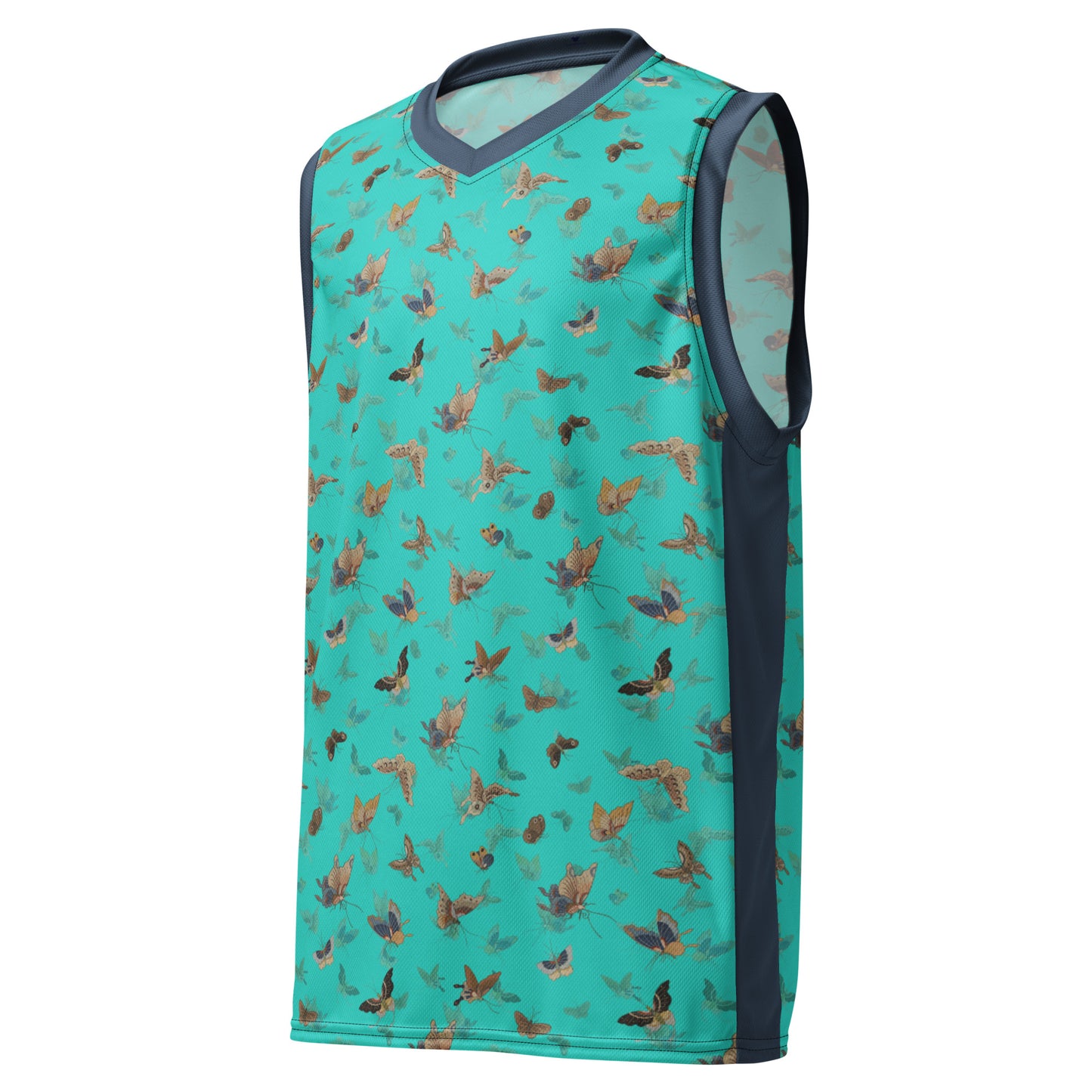 Butterfly dancing｜Recycled unisex basketball jersey｜Turquoise