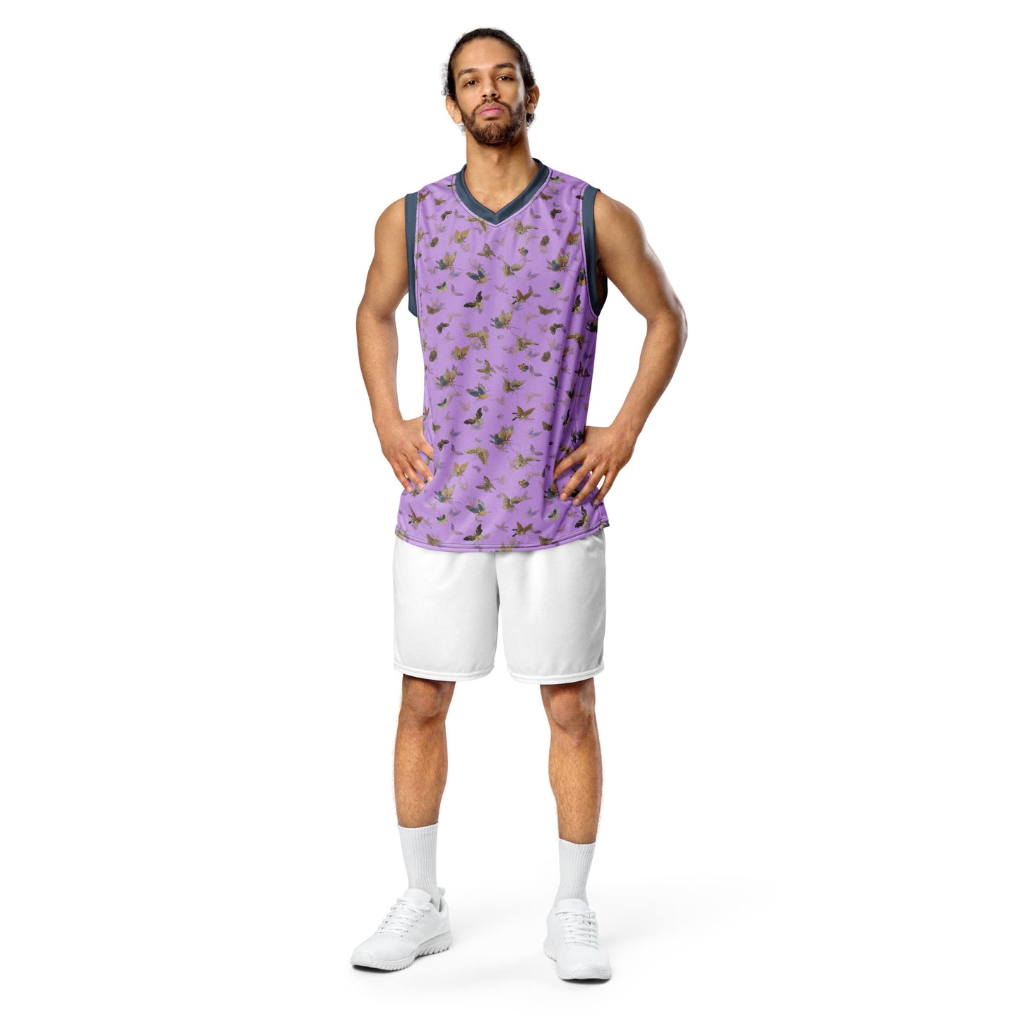 Butterfly dancing｜Recycled unisex basketball jersey｜Lilac