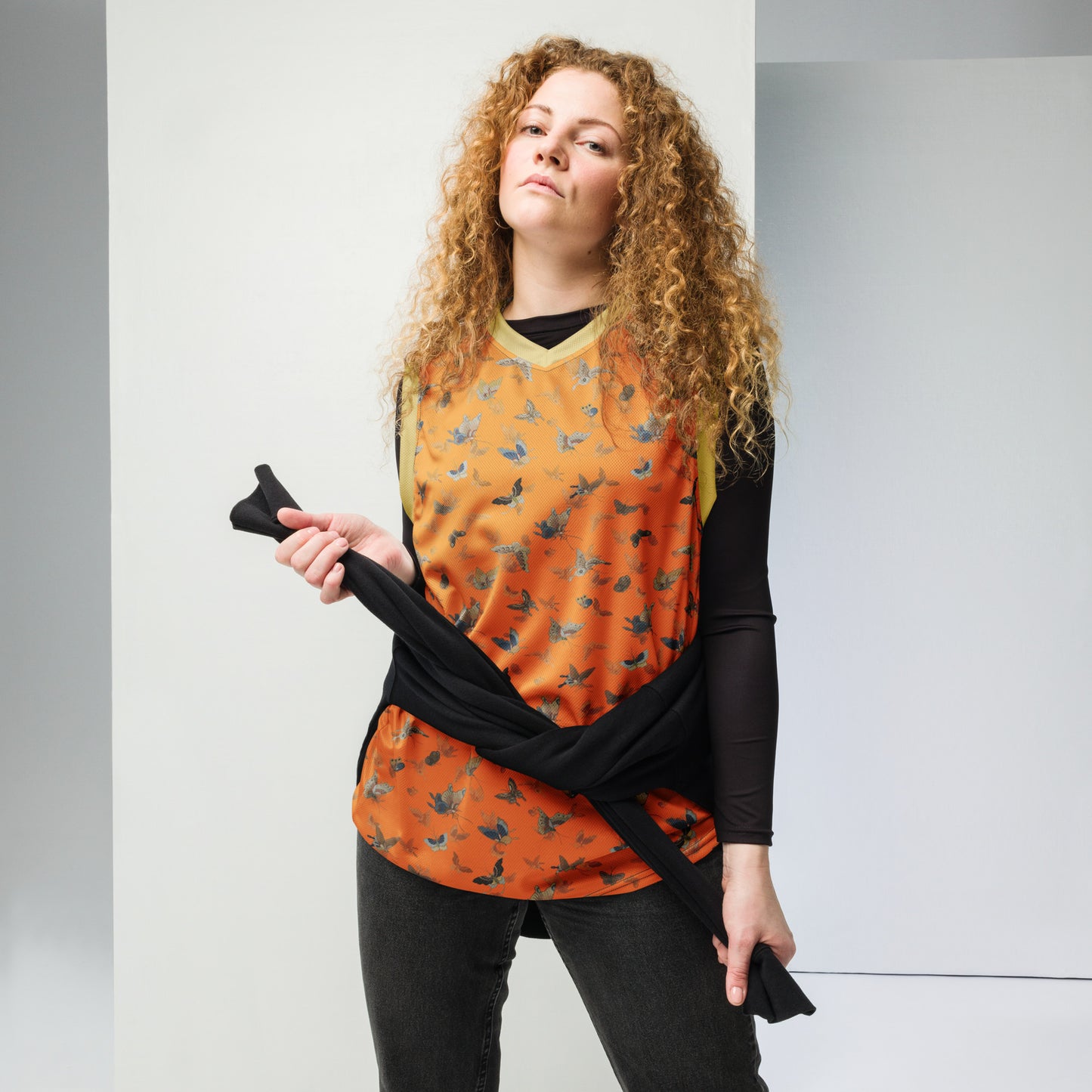 Butterfly dancing｜Recycled unisex basketball jersey｜Orange