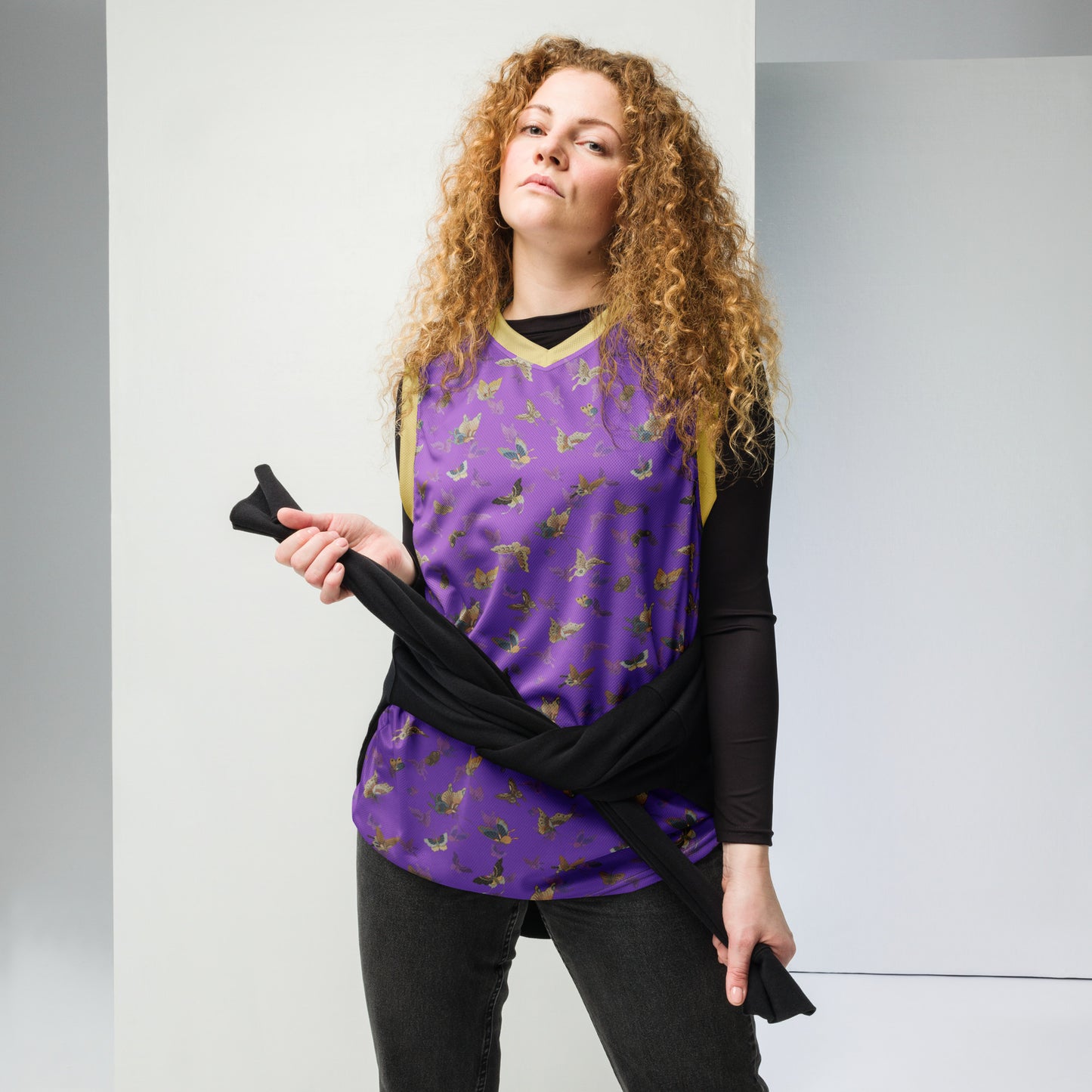 Butterfly dancing｜Recycled unisex basketball jersey｜Purple