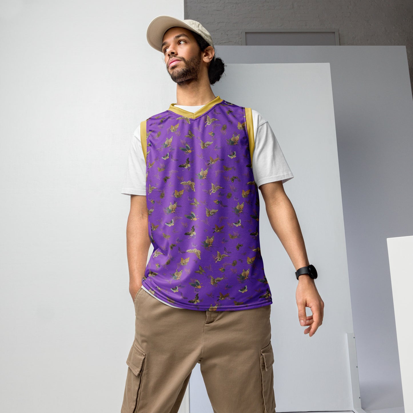 Butterfly dancing｜Recycled unisex basketball jersey｜Purple