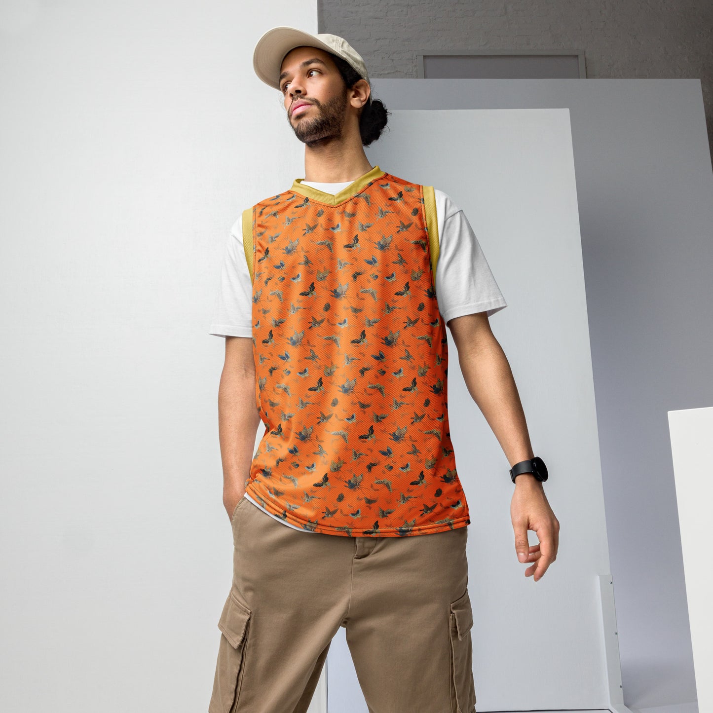 Butterfly dancing｜Recycled unisex basketball jersey｜Orange