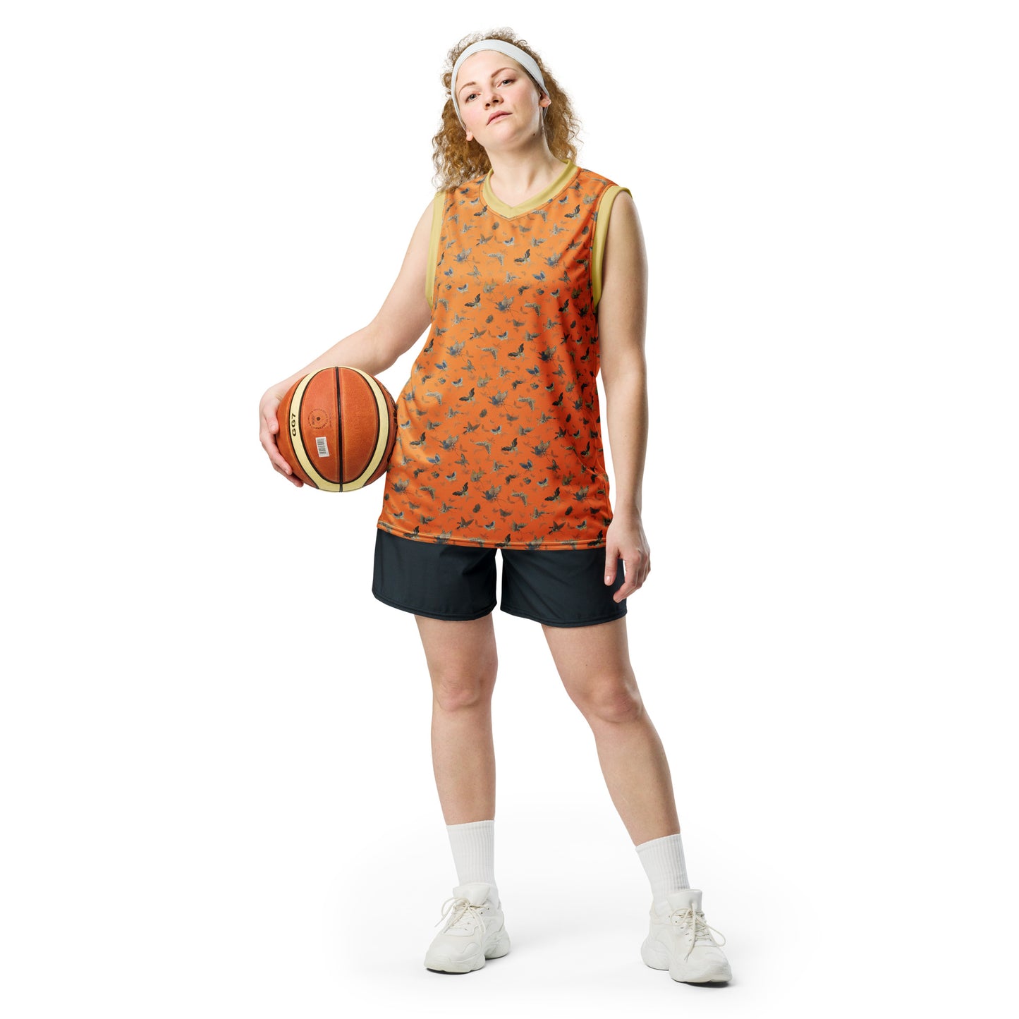 Butterfly dancing｜Recycled unisex basketball jersey｜Orange