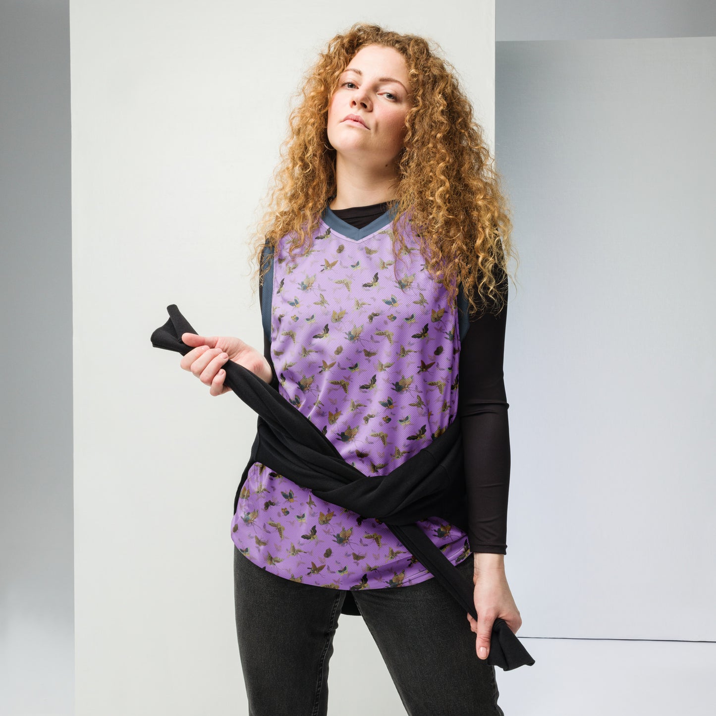 Butterfly dancing｜Recycled unisex basketball jersey｜Lilac