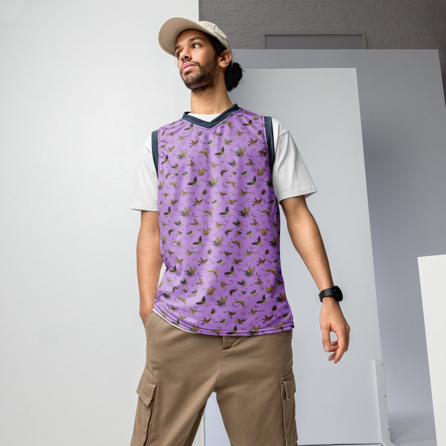 Butterfly dancing｜Recycled unisex basketball jersey｜Lilac