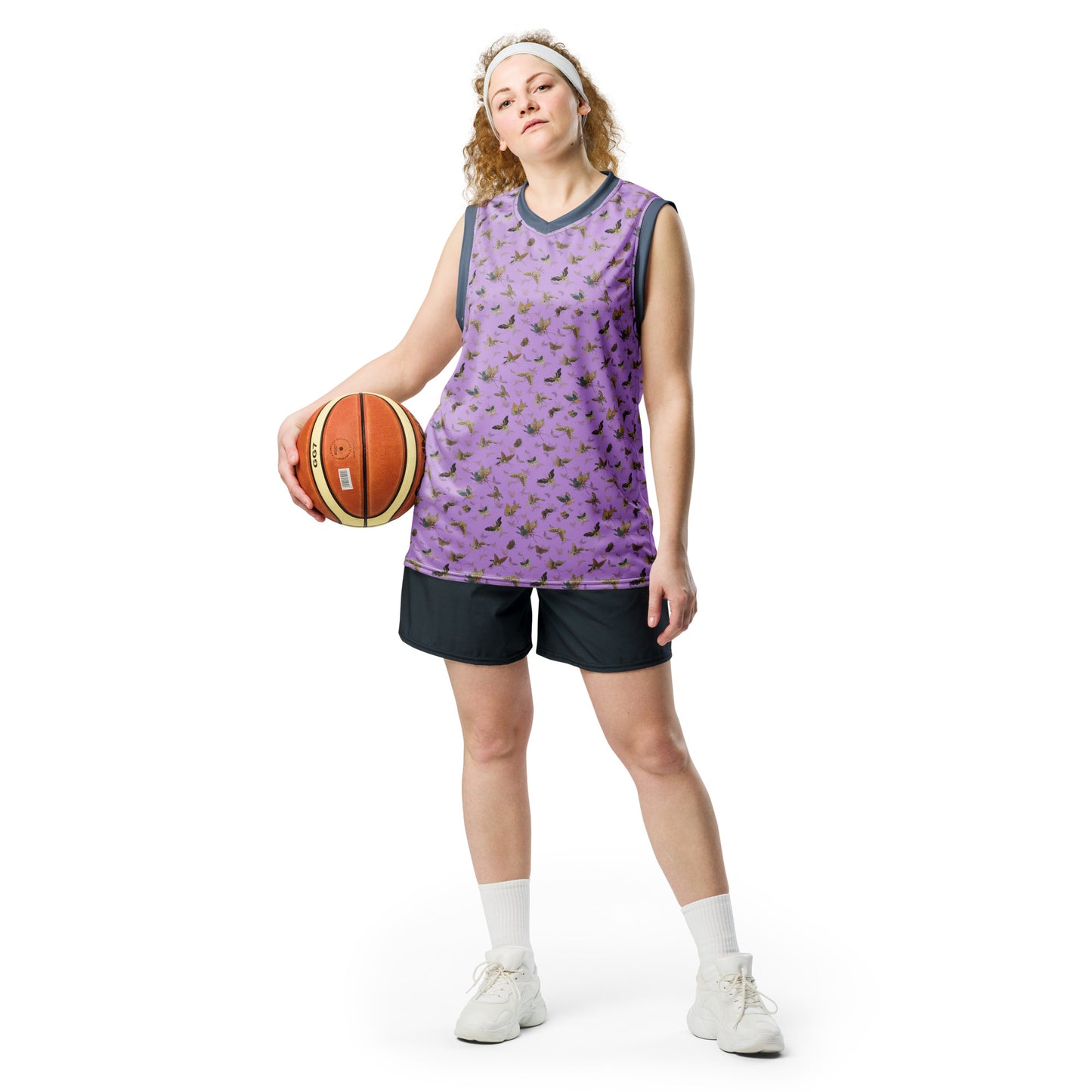 Butterfly dancing｜Recycled unisex basketball jersey｜Lilac